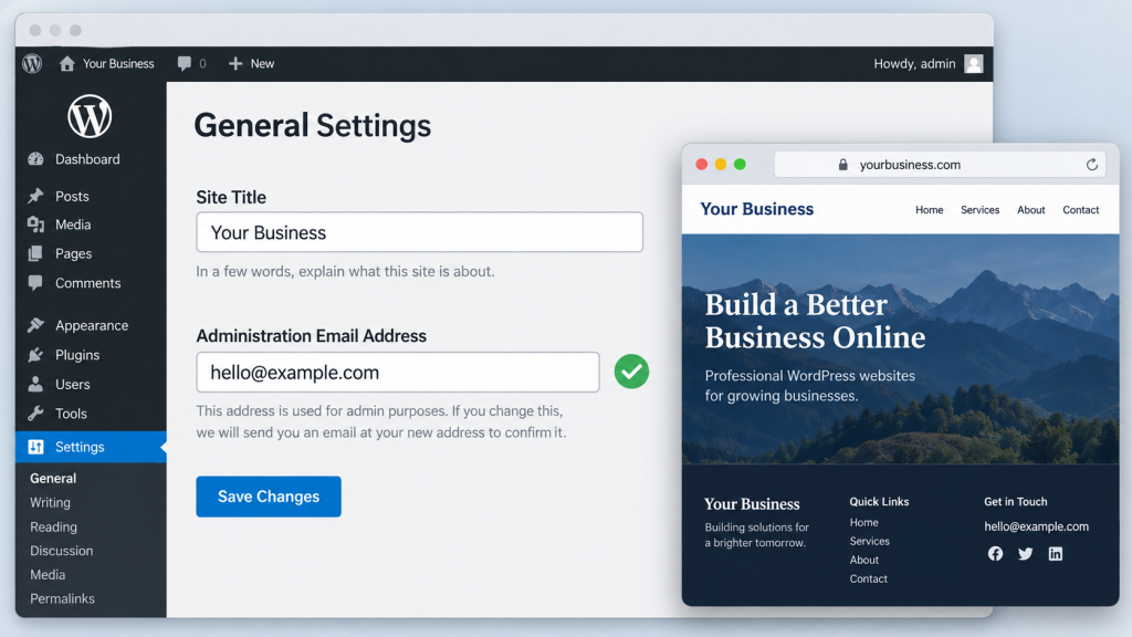 Checking website email addresses in WordPress during website development